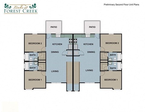 Floor plan for 2 beds, 2 baths, 868 sqft